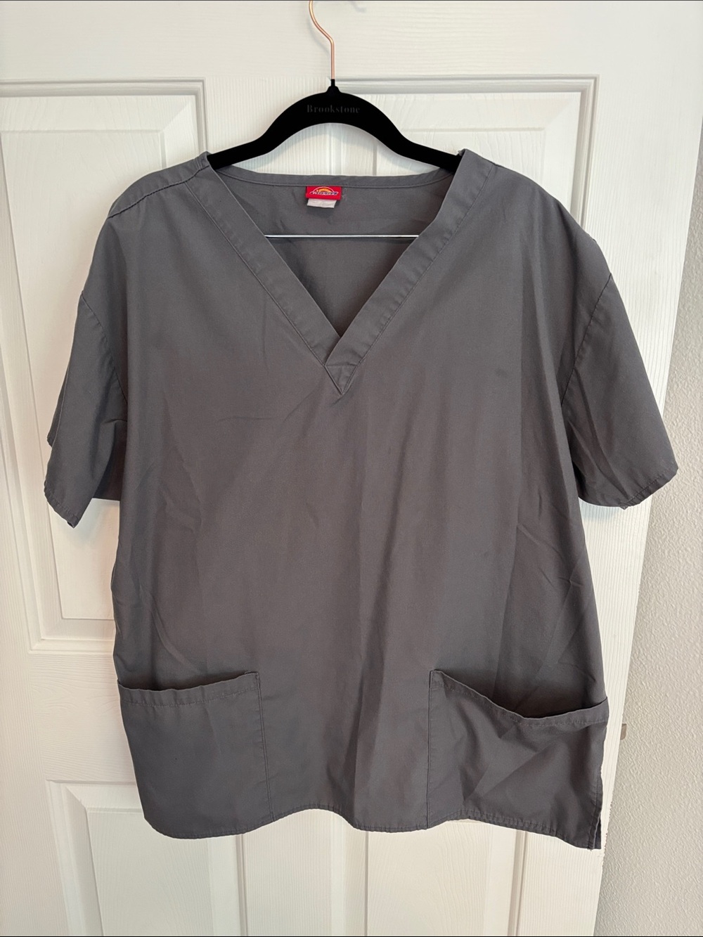 Dickies Charcoal Gray V-Neck Short Sleeve Scrub Top